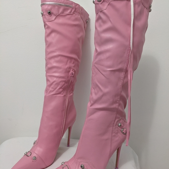Public Desire Pink Stiletto Boots - Picture 3 of 4